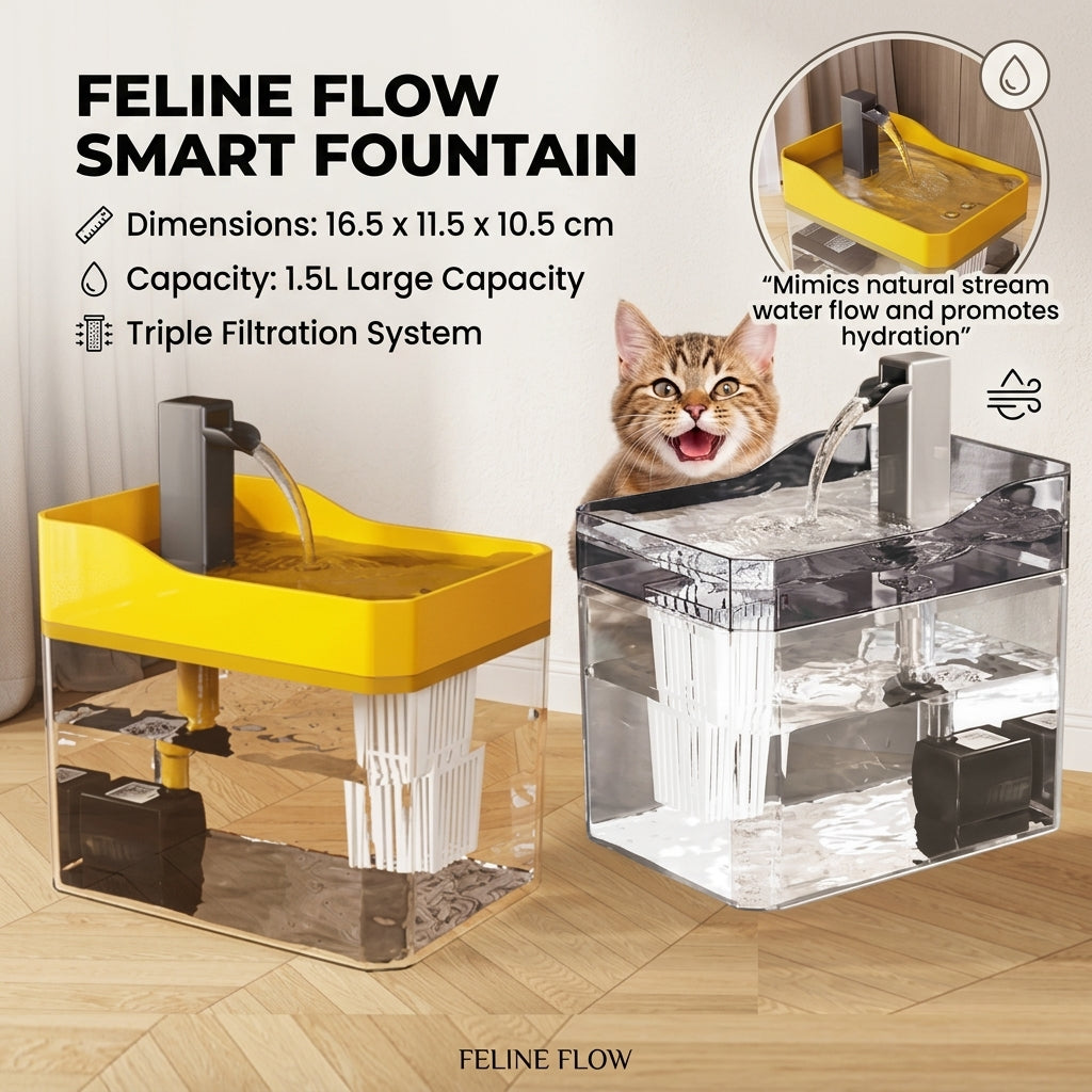 PureStream™ 1.5L Automatic Pet Water Fountain – Ultra-Quiet Smart Water Dispenser with Multi-Stage Filtration