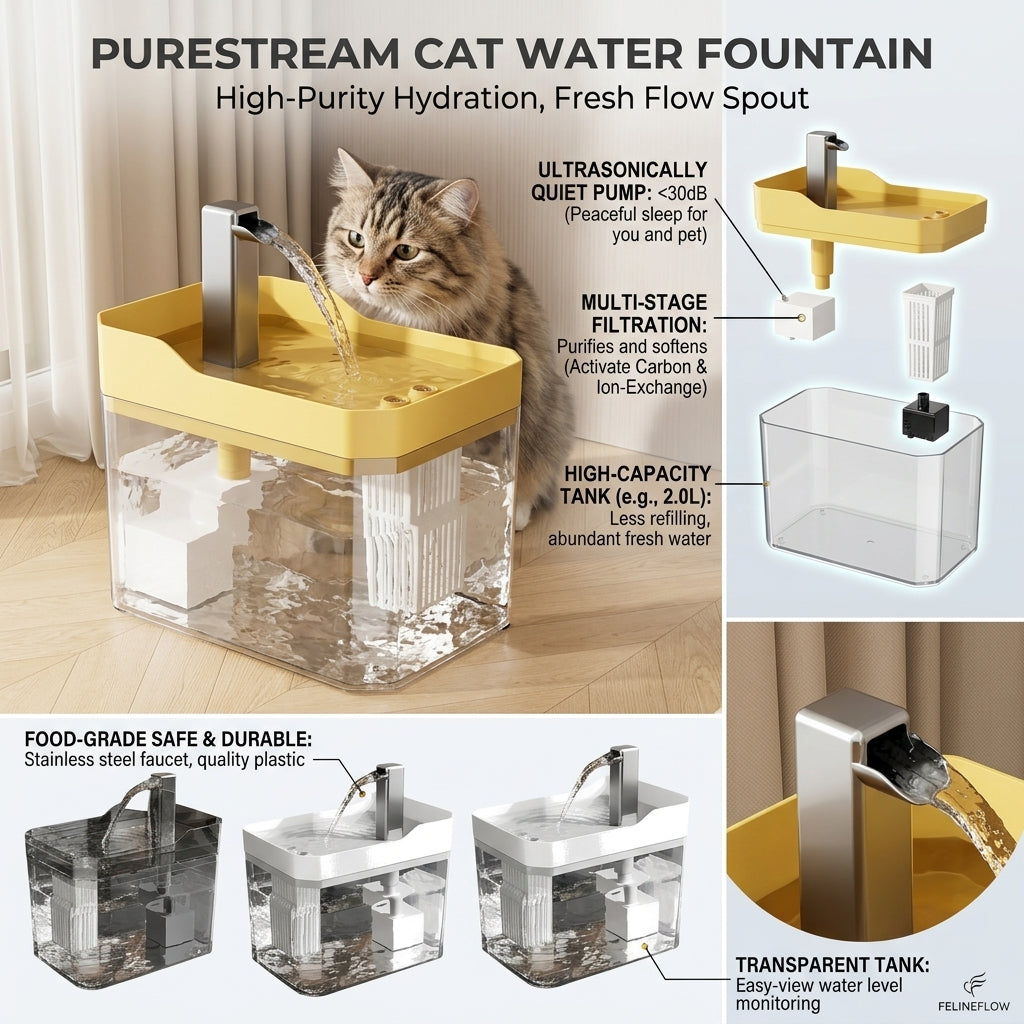 PureStream™ 1.5L Automatic Pet Water Fountain – Ultra-Quiet Smart Water Dispenser with Multi-Stage Filtration